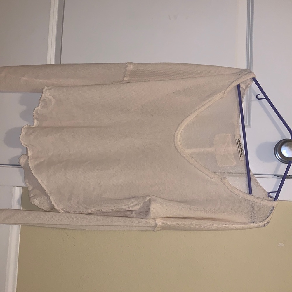 Free people long sleeve white top "we the free come and get"